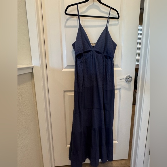 Blue Sleeveless Maxi Dress - slits at chest - Picture 4 of 8